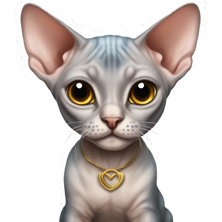 sphynx marble kitten with a bow emoji
