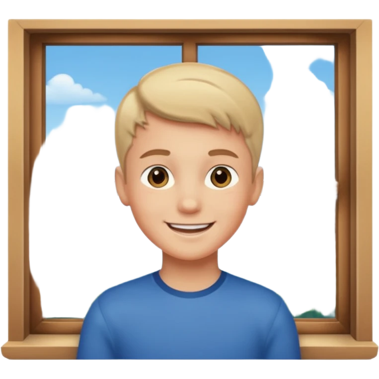 smiling boy by the window emoji