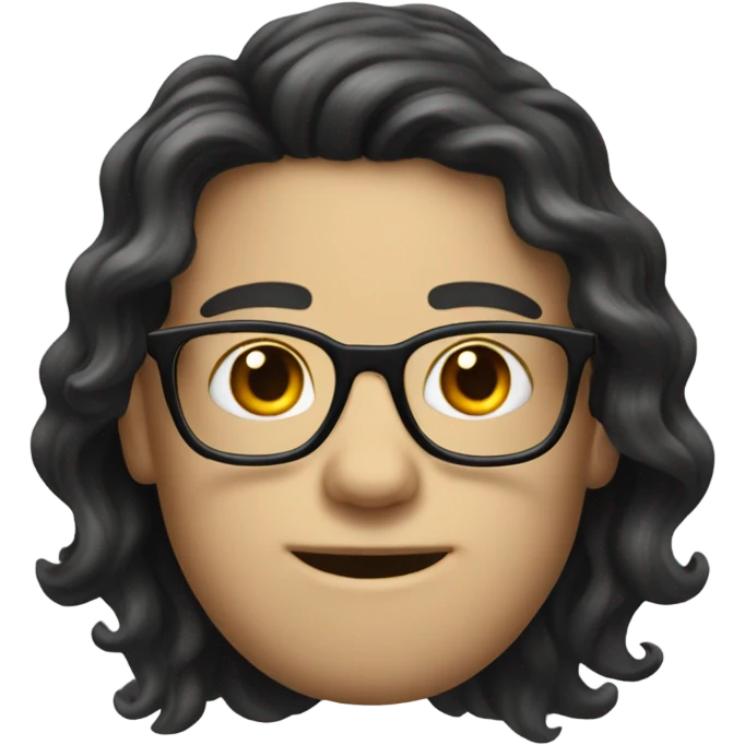 Long dark wavy hair white boy with glasses  emoji