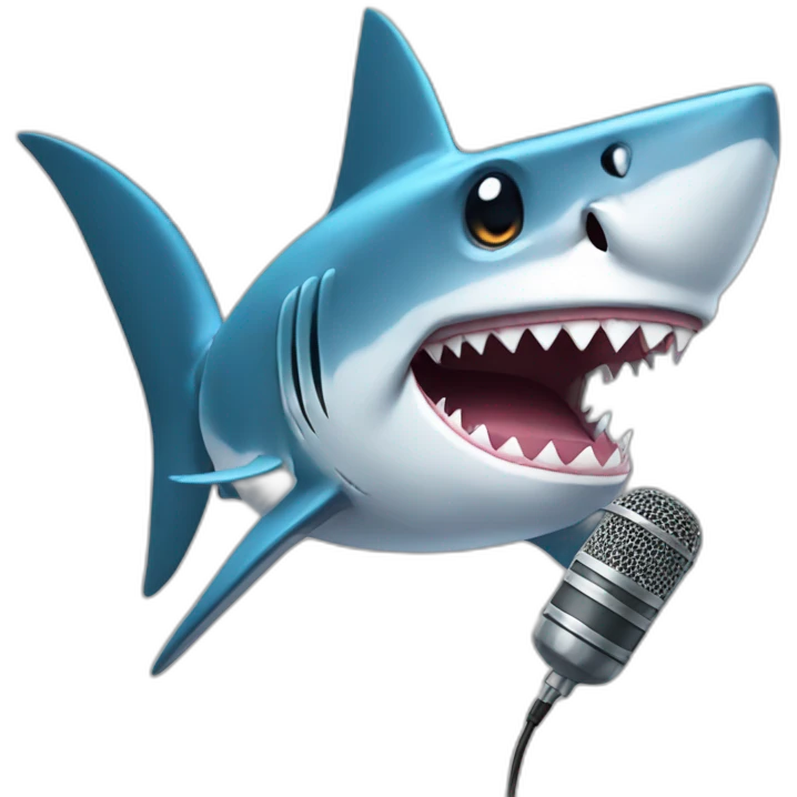 shark with microphone emoji
