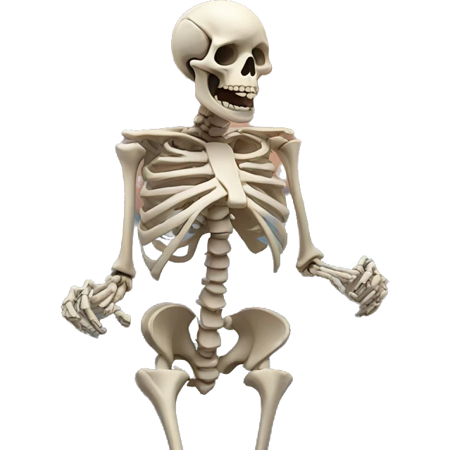 Chaotic skeleton yelling at the sky emoji