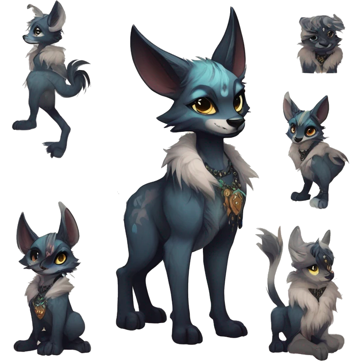 Cool cute Kawaii edgy fantasy animal  fursona Fionbri by griffsnuff & LiLaiRa & Falvie full body emoji