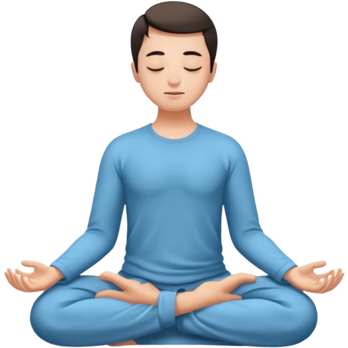 person meditating, gentle breath, peaceful look emoji emoji