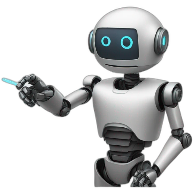 robot holding a cursor pointer emoji
