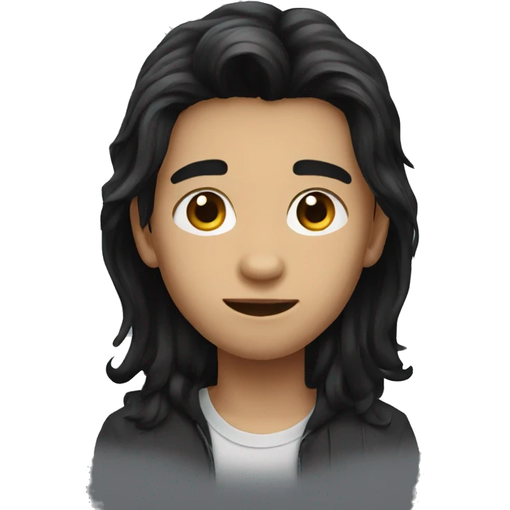 Long black hair boy emoji