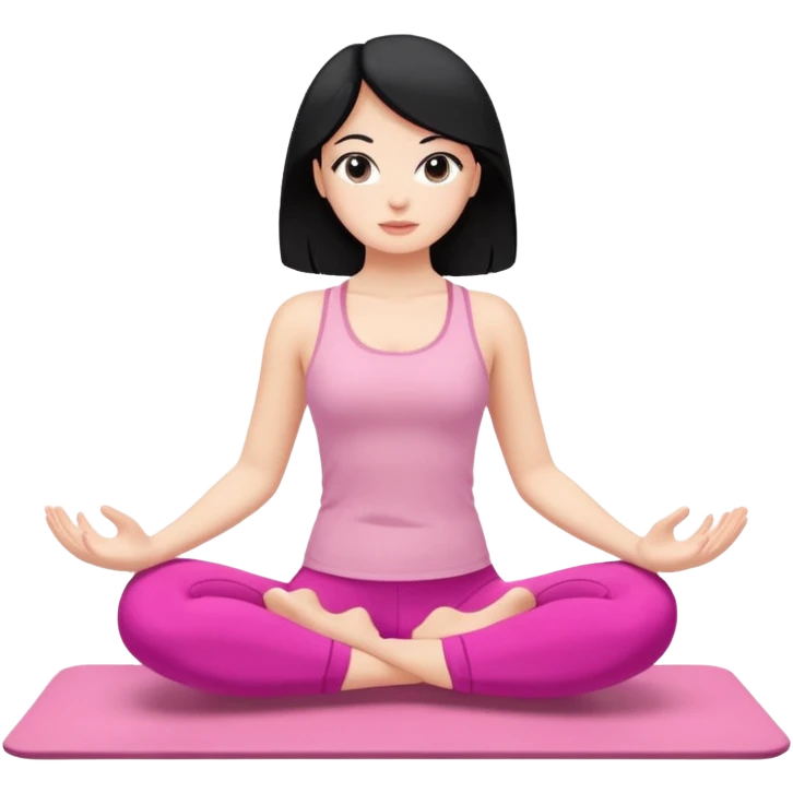 White girl with black hair pilates pink emoji