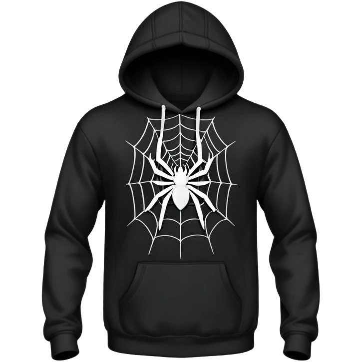 The Black Sp5der Hoodie features a sleek black base with a distinctive central design—a spider web at the center. The entire hoodie remains black, including the web, creating a bold yet subtle look. Notably, there is no spider in the middle, just the web. emoji