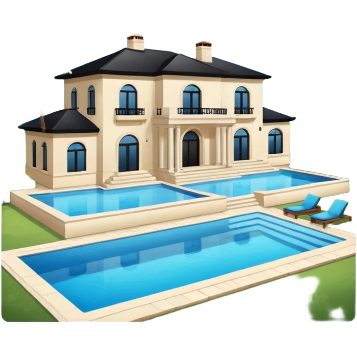 A mansion with a pool emoji