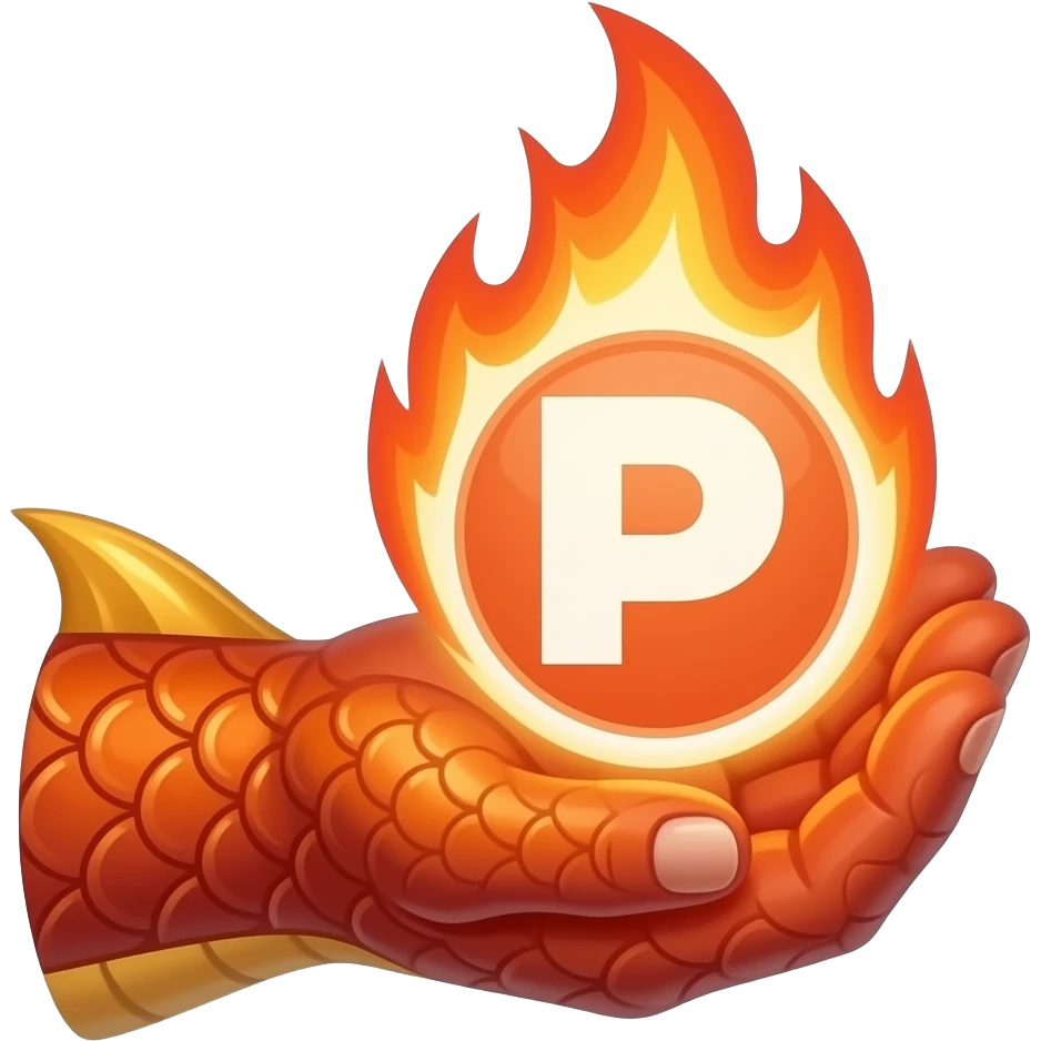 A glowing dragon-scaled hand holding a flaming Patreon logo. Text: 'What do they get in?'. White background, 3D icon style emoji