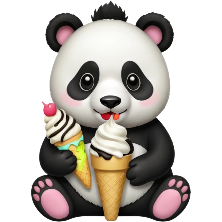 Panda eating ice cream emoji