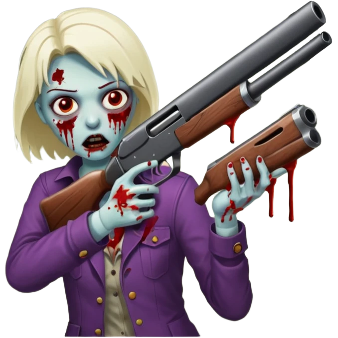 Person shooting shotgun at zombie, action pose, blood splatter, dark horror style, no background








 emoji