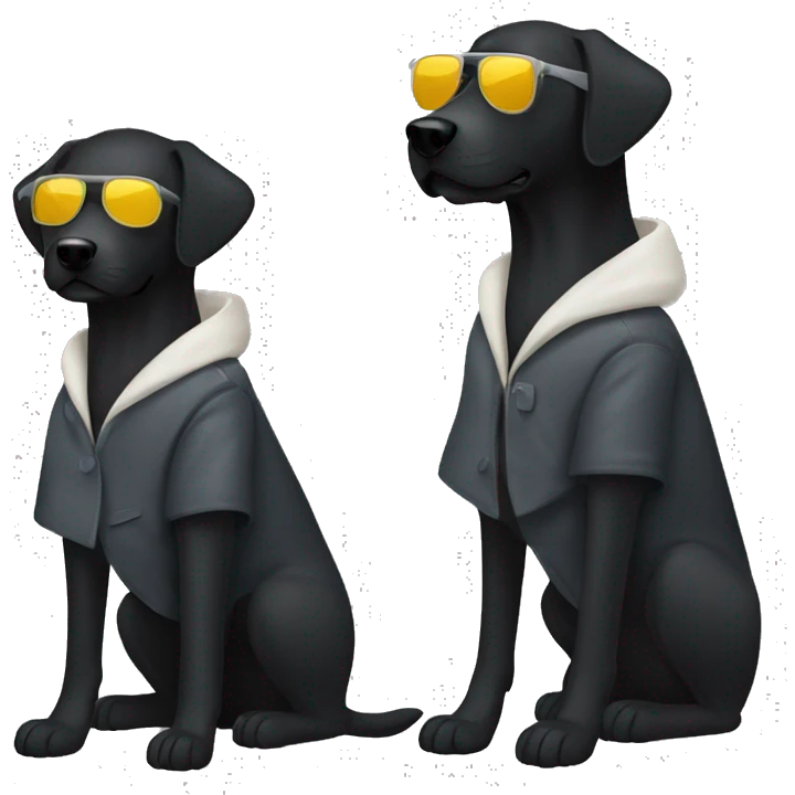 Black lab wear a coat and sunglasses emoji