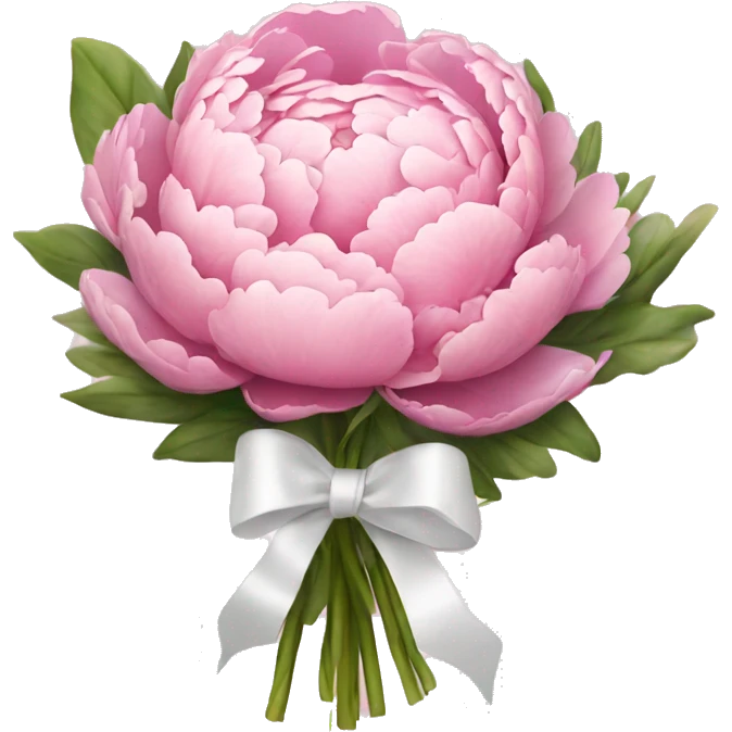 Pink peony bouquet with white ribbon  emoji