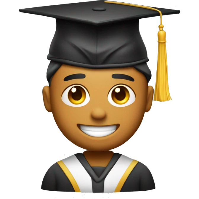 Emoji de un estudiante con una gorra de graduación y una gran sonrisa. emoji