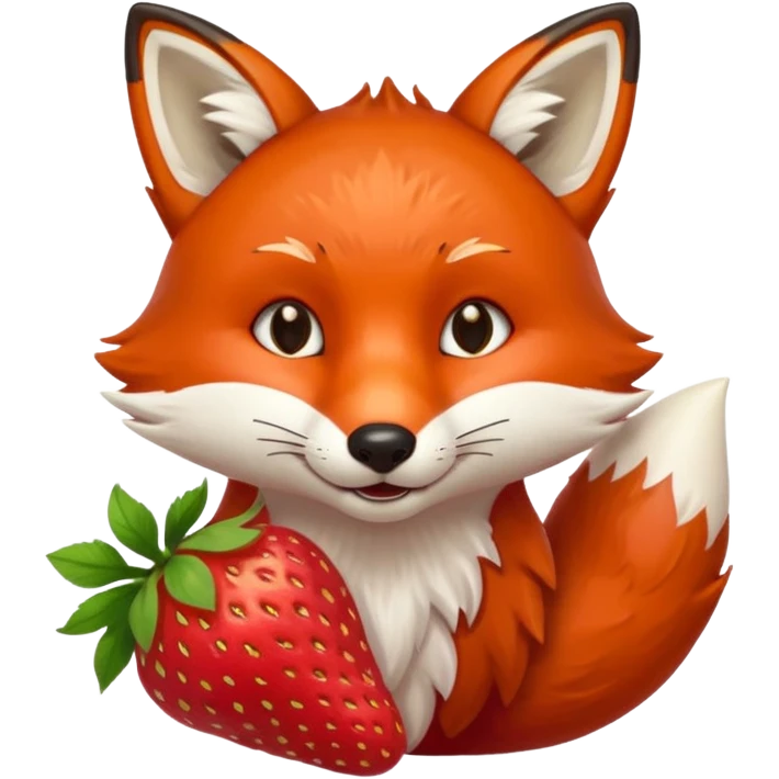 fox eating strawberries emoji