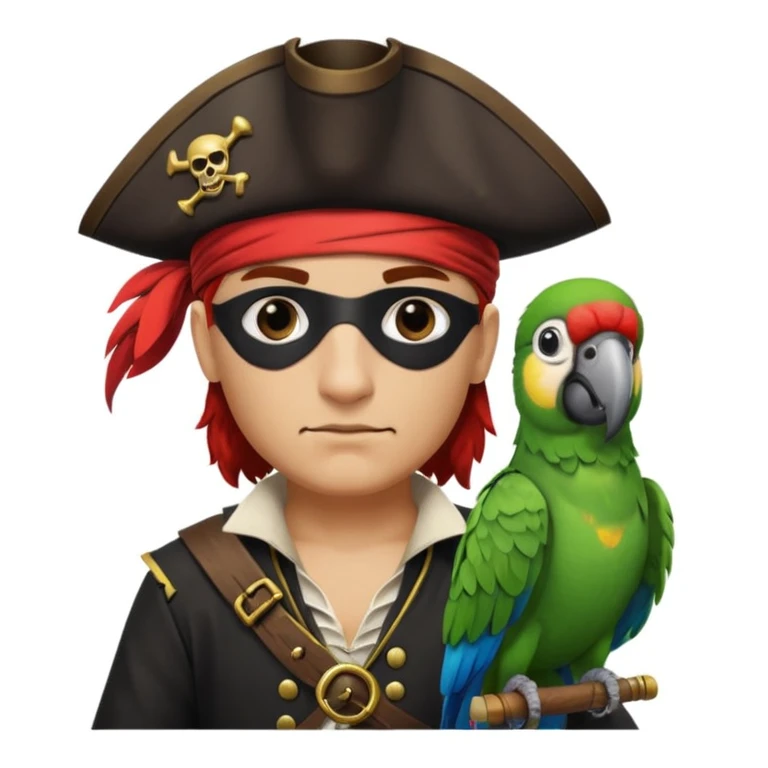 pirate with eye patch and parrot emoji