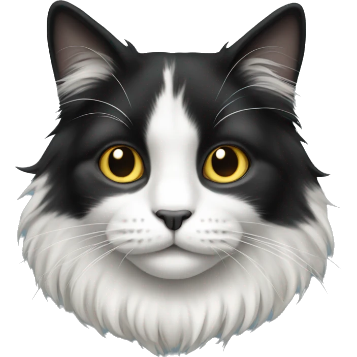 Black and white long haired cat emoji