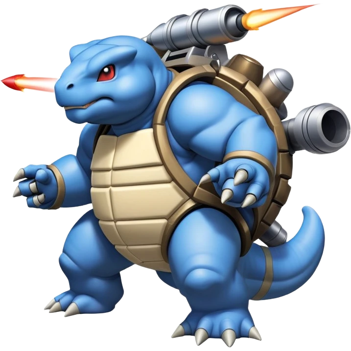 Blastoise with mechanical rocket launchers on its back emoji
