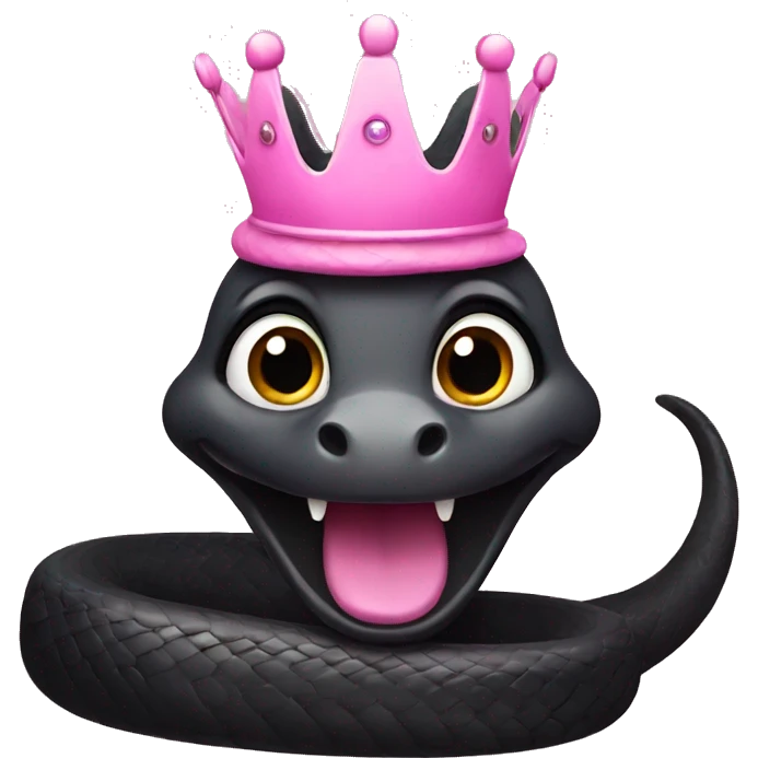 Happy Black snake with pink crown emoji