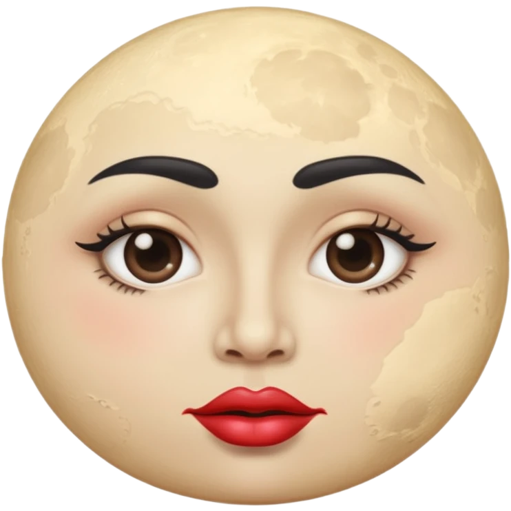 Moon face with giant lips and very thick eyebrows emoji