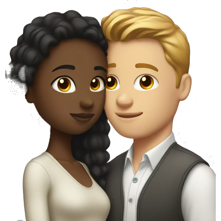 white guy and black girl kissing  emoji