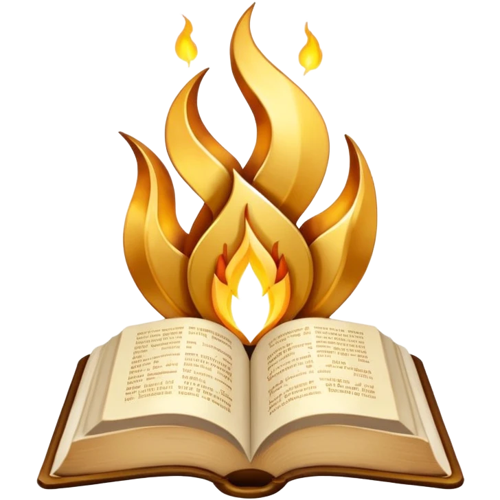 Seventh-day Adventist Church logo, minimal, focusing on Bible and three flames emoji