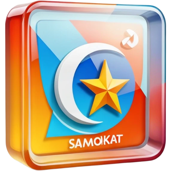 Russian Samokat delivery company logo on a transparent glass square rounded block emoji