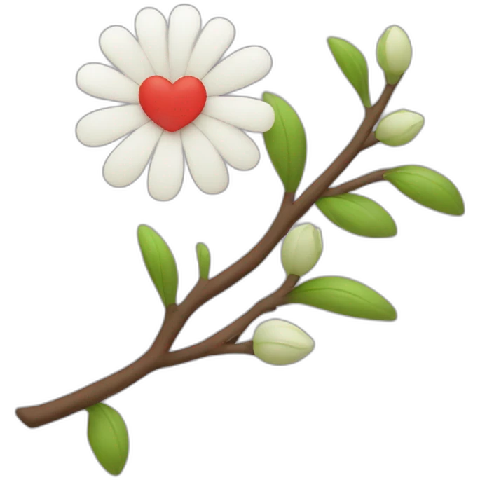 I love you A with a beautiful flower branch emoji