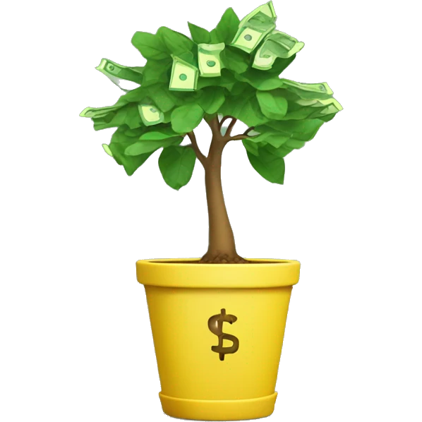 money tree growing out of a yellow pot emoji