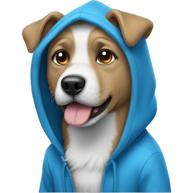 Blue dog wearing a hoodie  emoji