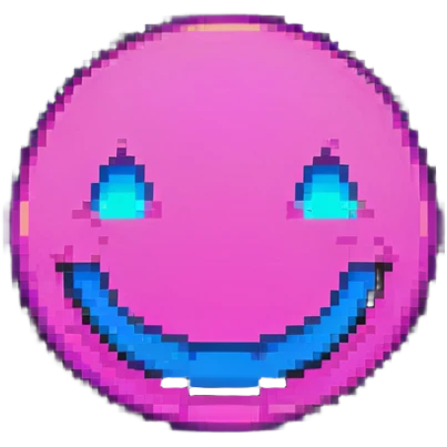 neon blue and pink glowing emoji emoji