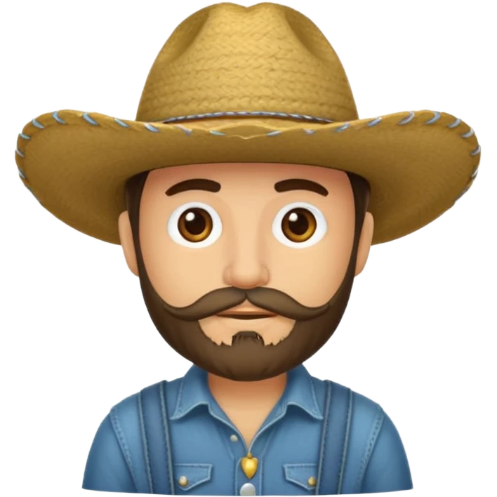 Un muchacho con sombrero vaquero y con barba completa emoji