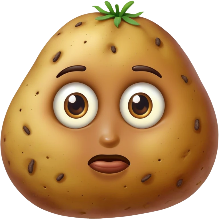 realistic potato with brown skin and eyes emoji