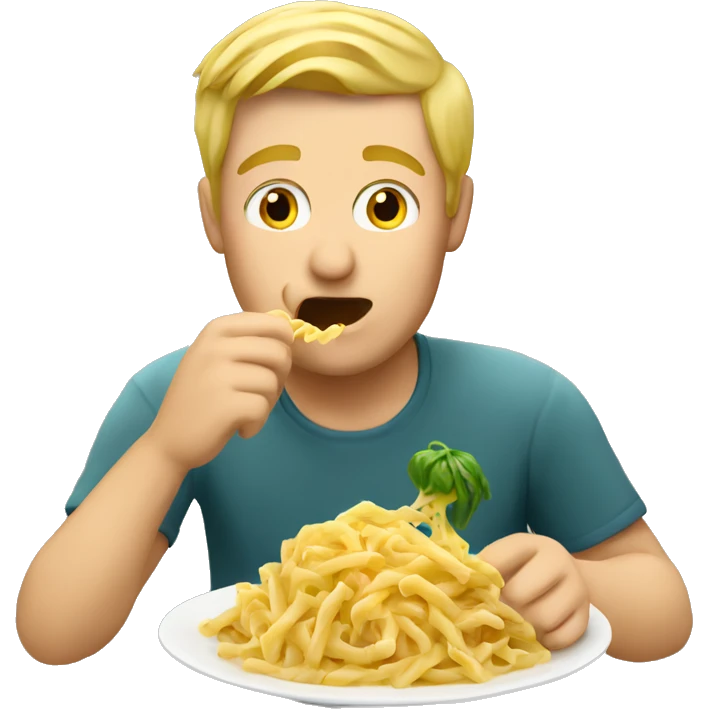 blonde man eating pasta emoji
