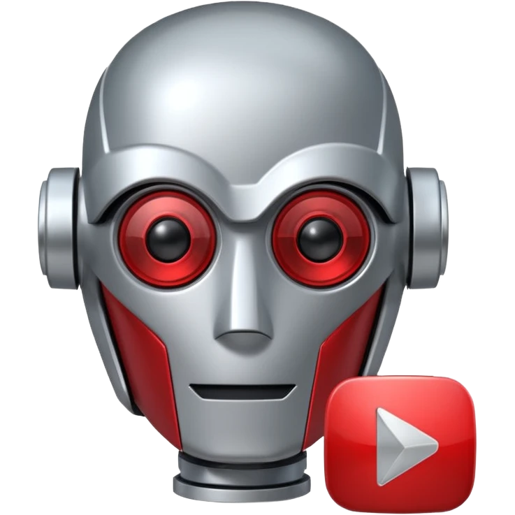 robot head next to a video play button emoji