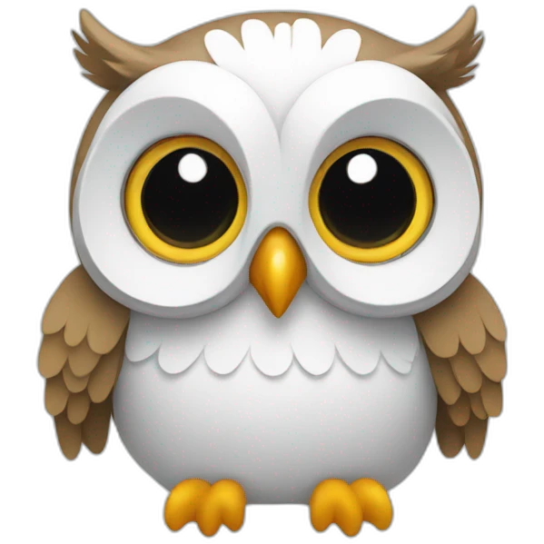 Owl wearing white earbuds emoji