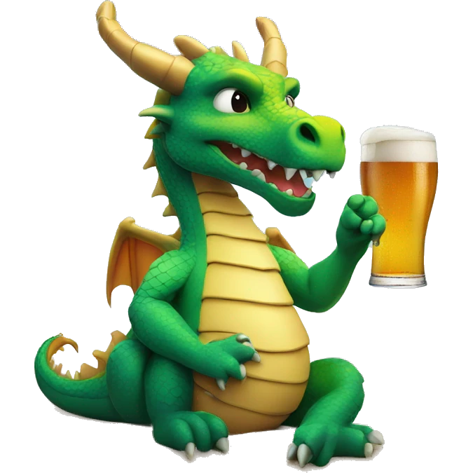 Dragon sipping a beer on a beach  emoji