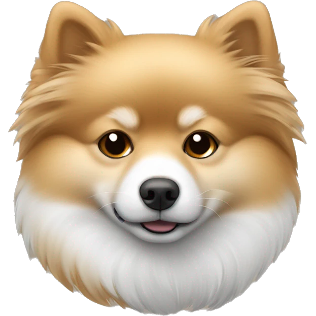 sleeping lying down pomeranian-spitz mix light brown and white with gray ears emoji