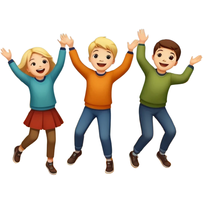 group of kids playing and tossing leaves in the air, autumn background emoji