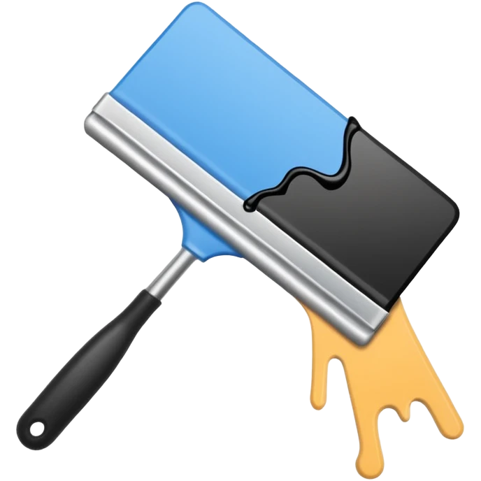 hand holding squeegee with ink dripping, screenprinting context, bold colors emoji