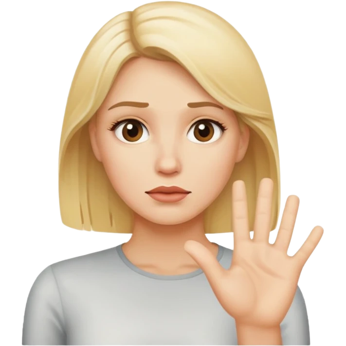 Blonde woman saying stop emoji