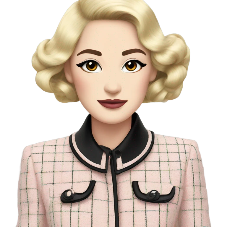 Tweed pastel colored chanel suit with black piping  emoji