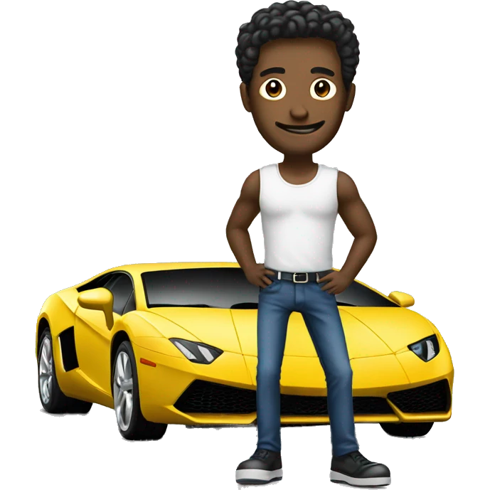Man standing on a lamborgini emoji