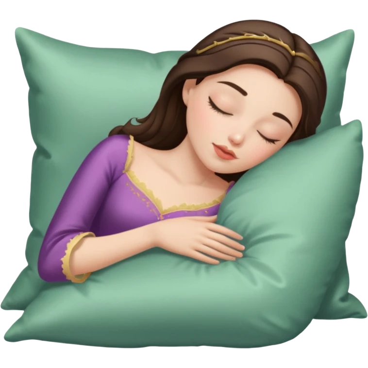 sleeping beauty brunette white girl with a silk pillow emoji