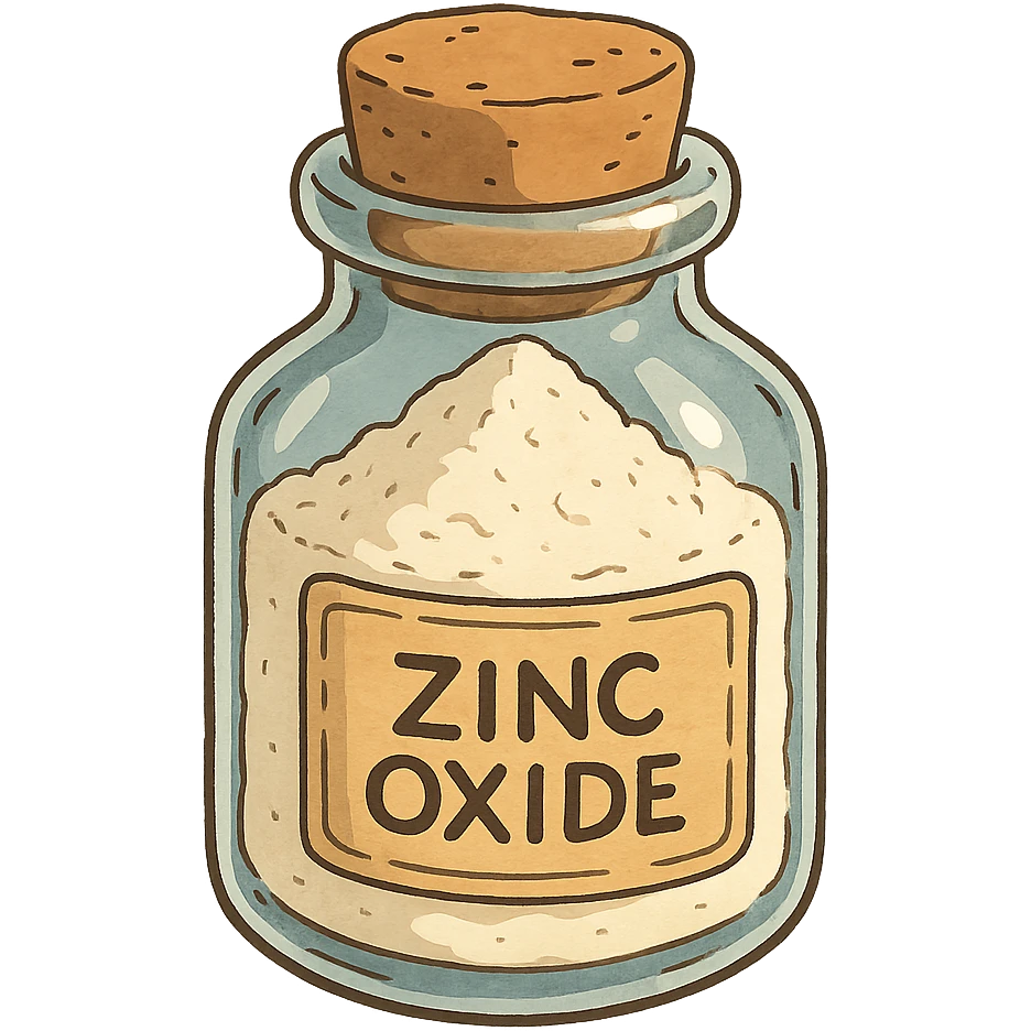 ghibli style zinc oxide powder in a small glass jar emoji