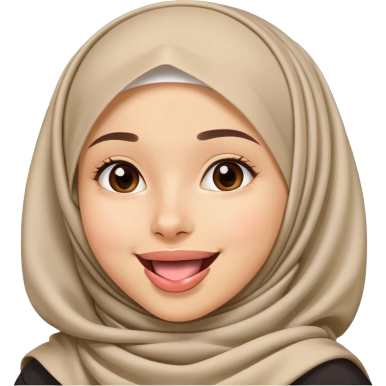 nữ, 15 tuổi, đội khăn hijab, tongue out, cười tươi emoji