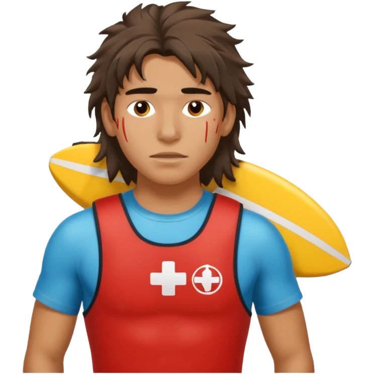 Lifeguard Native American Teenager with messy hair rescuing someone emoji