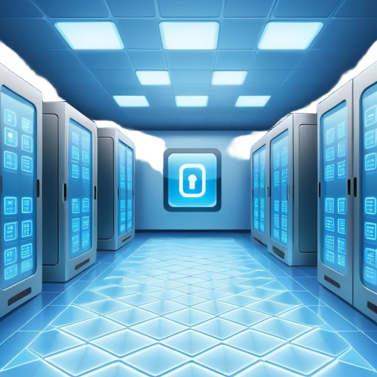 Underground data center with glowing floor panels emoji