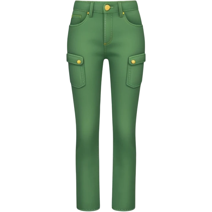 A 3D cartoon green  jeans with pockets and stitching details, casual slim fit, clean isolated background, Memoji-style. emoji