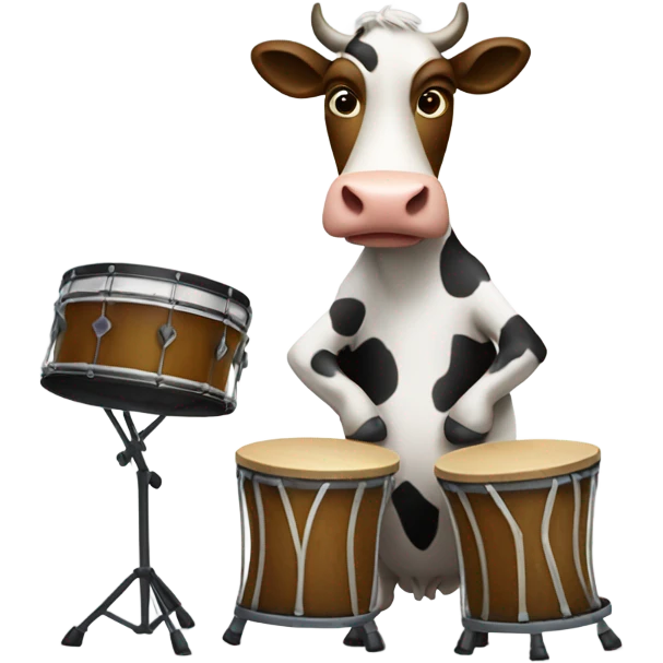 Cow playing the drums emoji